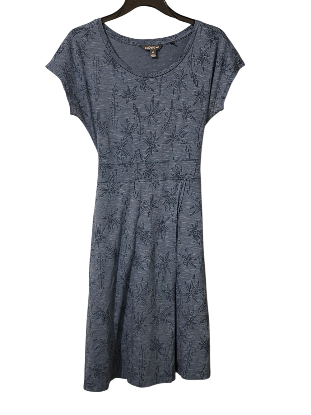 Toad&Co Faux Wrap Heather Blue Floral Midi Dress
